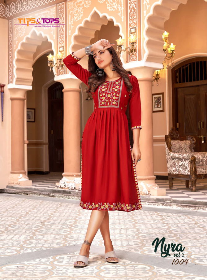 NYRA Vol 02 Tips Tops Regular Wear Wholesale Designer Kurtis Catalog The Ethnic World